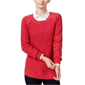 Maison Jules Womens Solid Cable Knit Pullover Sweater